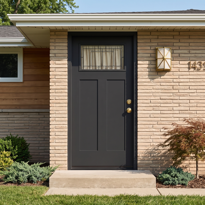 3/0x6/8 Fiberglass Door with Decorative Glass in Black