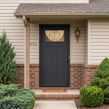 3/0x6/8 Fiberglass Door with Decorative Glass in Black