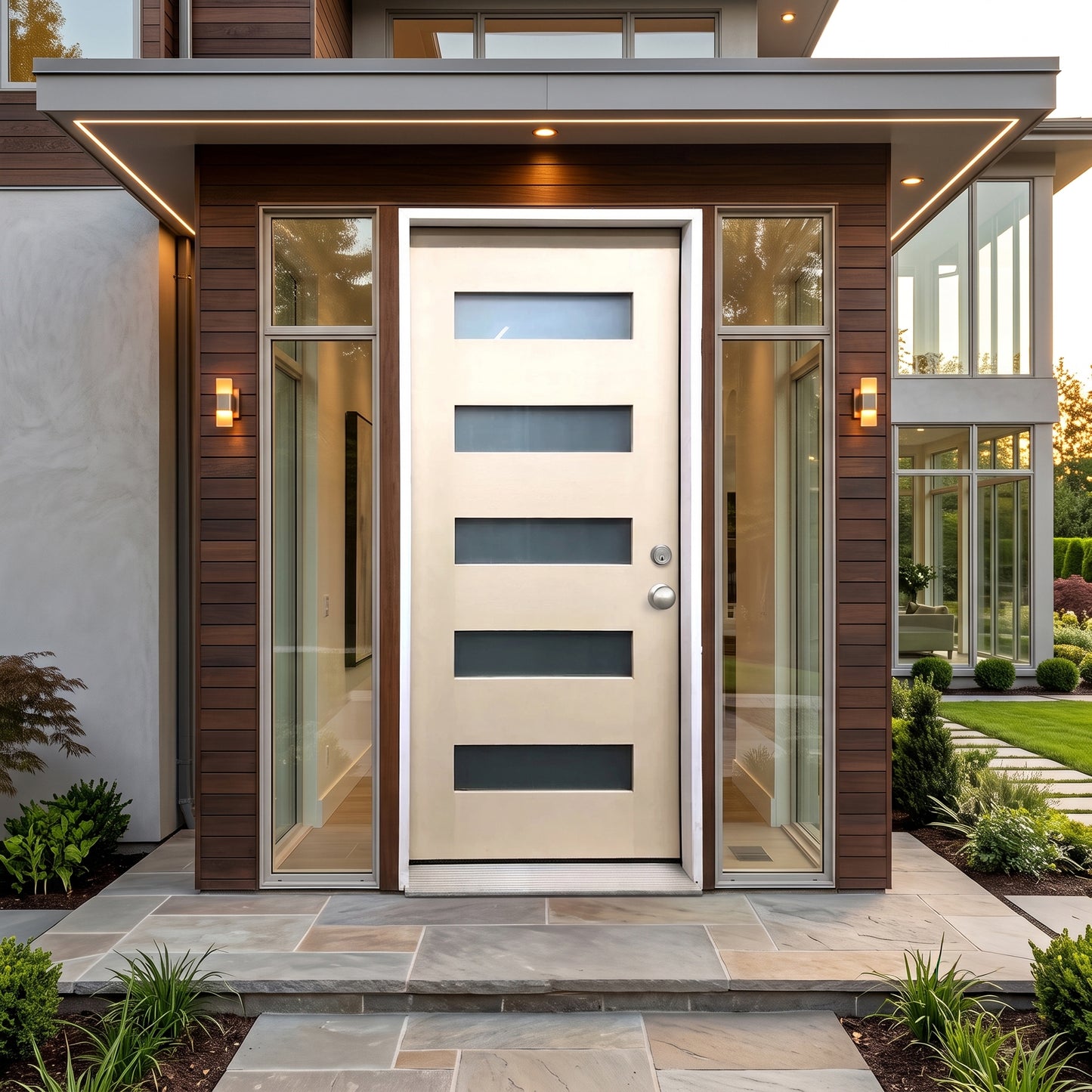 3/0x6/8 Single Textured Prehung Fiberglass Door with 5 Lites