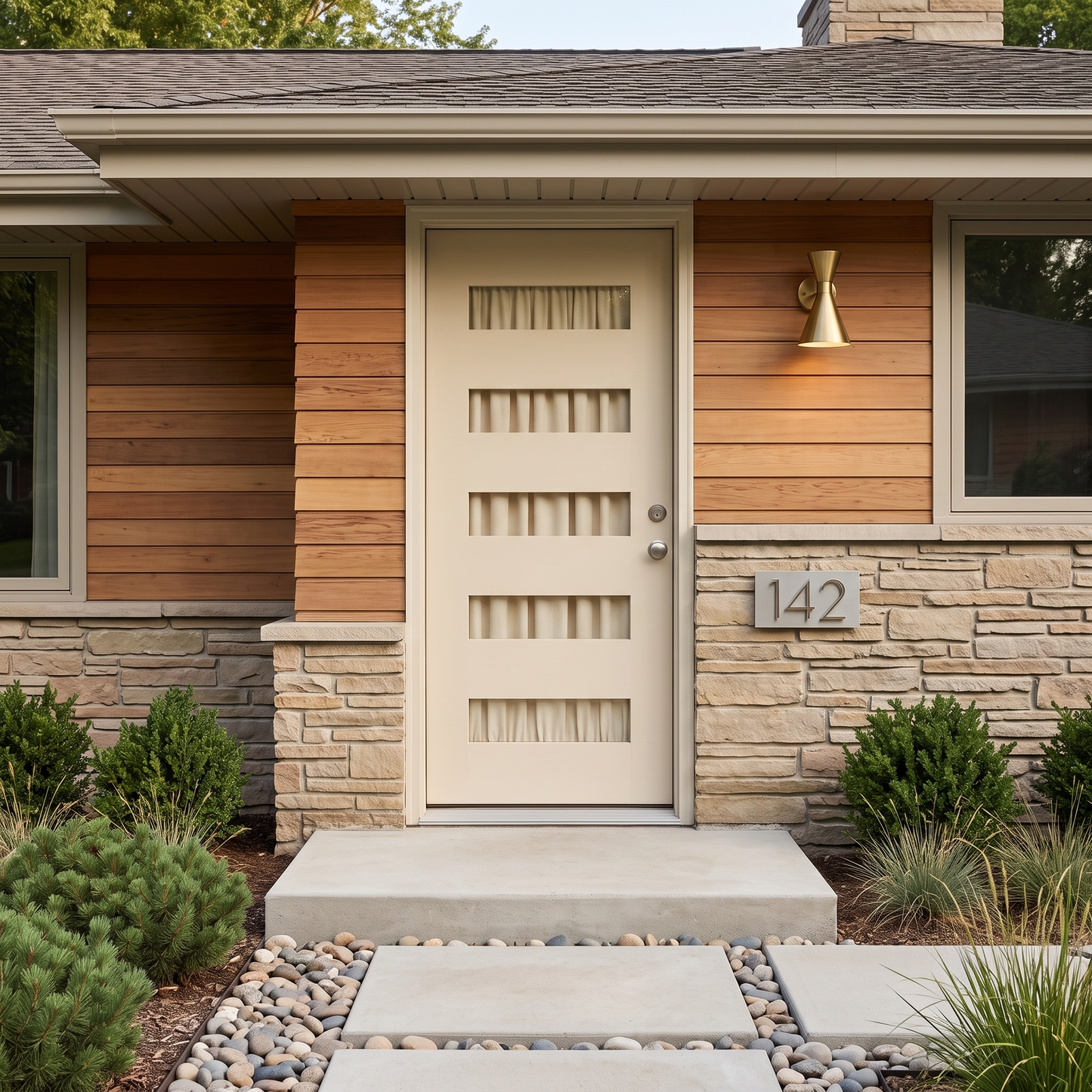 3/0x6/8 Single Textured Prehung Fiberglass Door with 5 Lites