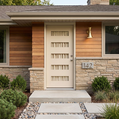3/0x6/8 Single Textured Prehung Fiberglass Door with 5 Lites