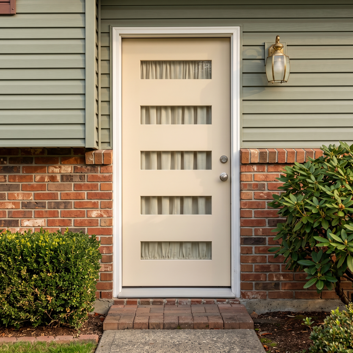 3/0x6/8 Single Textured Prehung Fiberglass Door with 5 Lites
