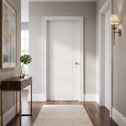 30 in. x 80 in. Berkley Hollow Core Primed White MDF Prehung Interior Door