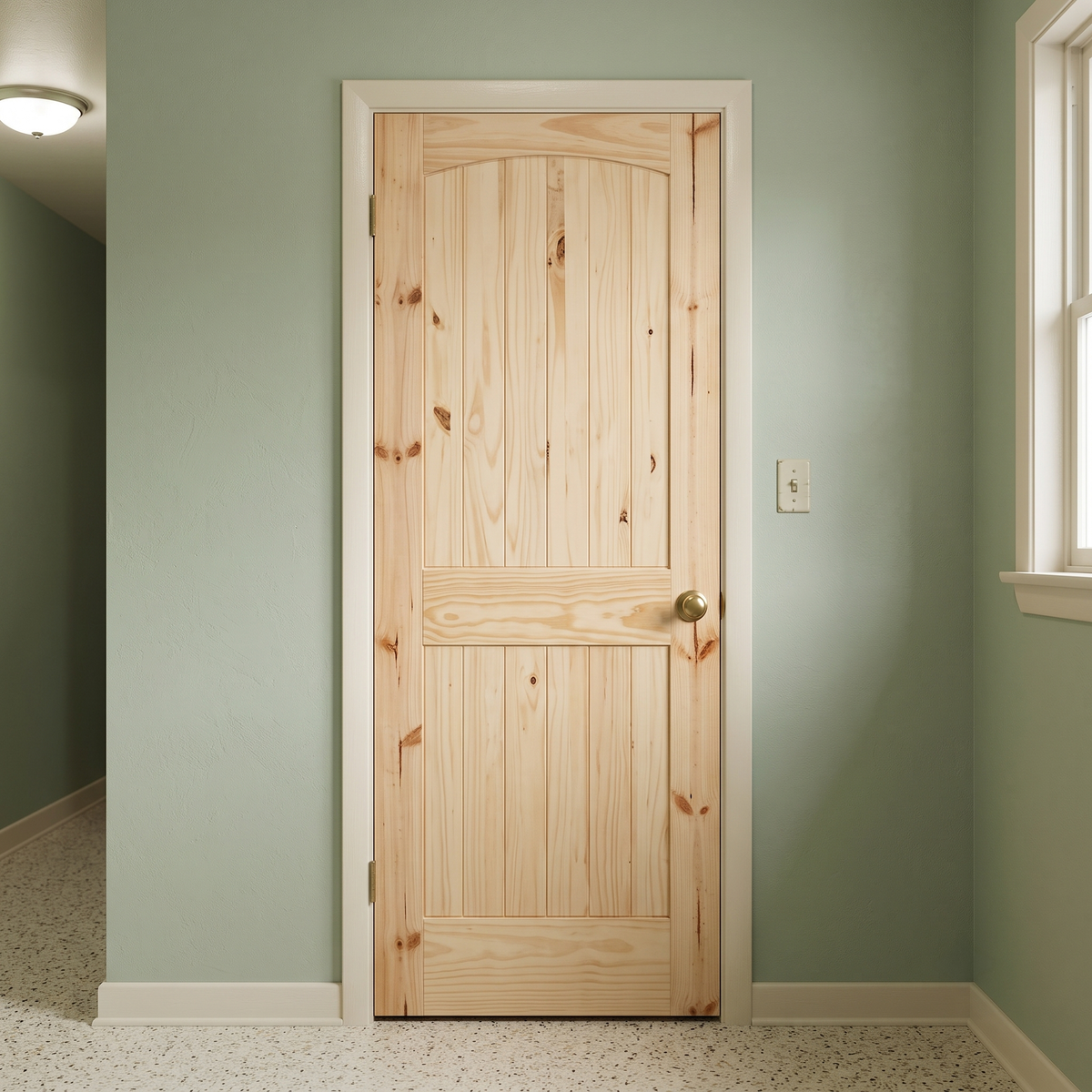 30 in. x 80 in. Cheyenne Knotty Pine Solid Core Interior Door Slab
