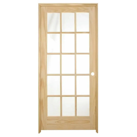 30 in x 80 in 15 Lite Pine Prehung Interior Door