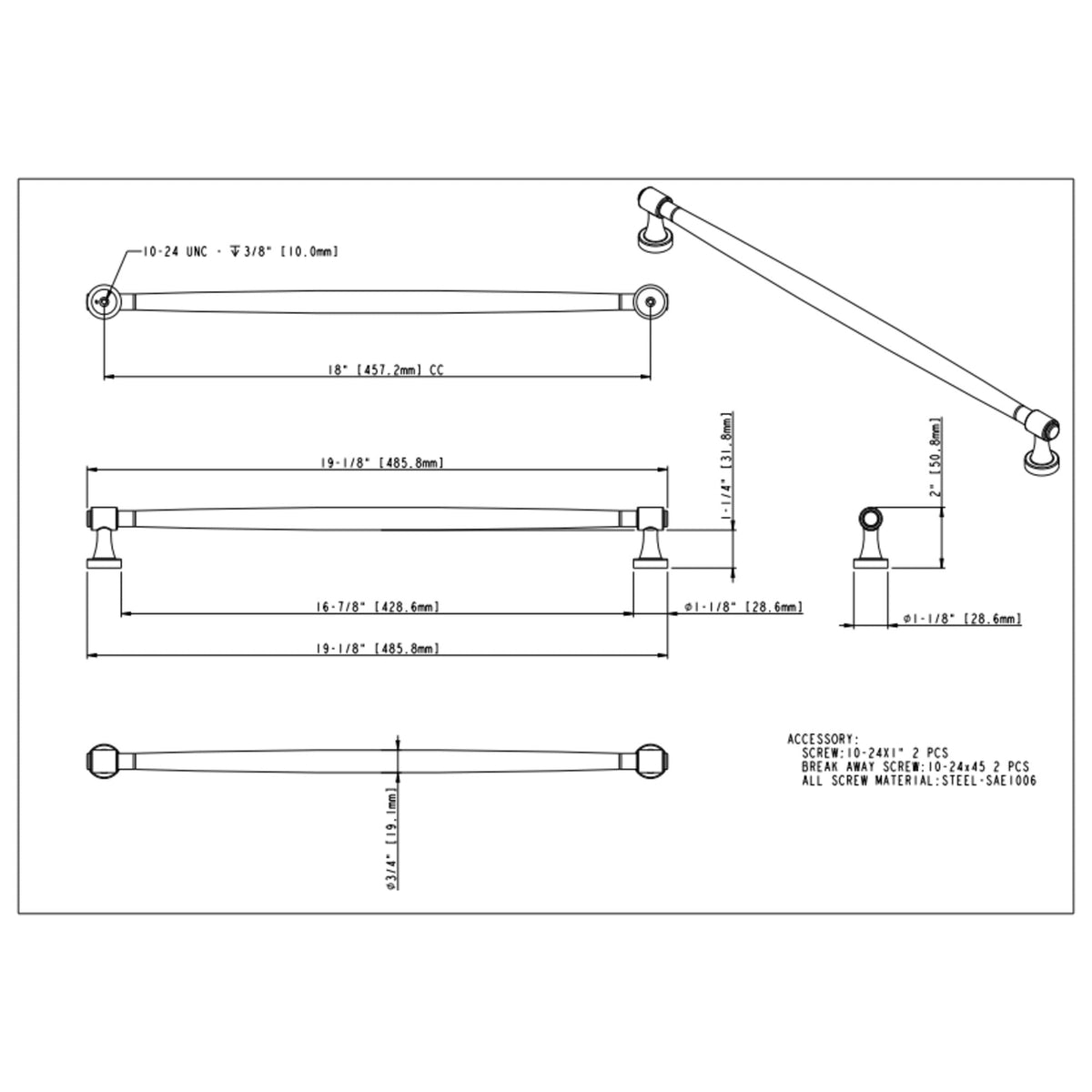 Jules 18" Center-to-Center Appliance Pull