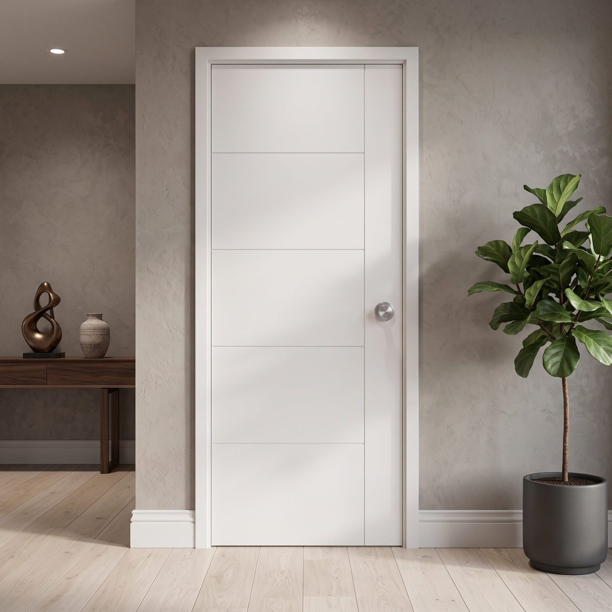 32 in. x 80 in. Berkley Hollow Core Primed White MDF Prehung Interior Door