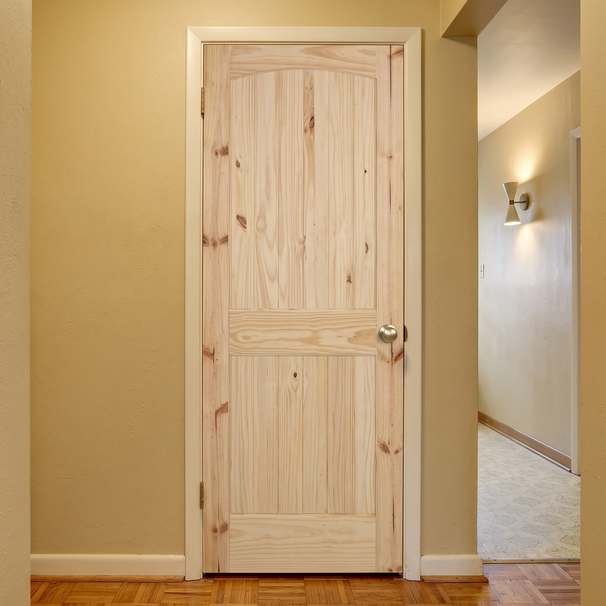 32 in. x 80 in. Cheyenne Knotty Pine Solid Core Interior Door Slab