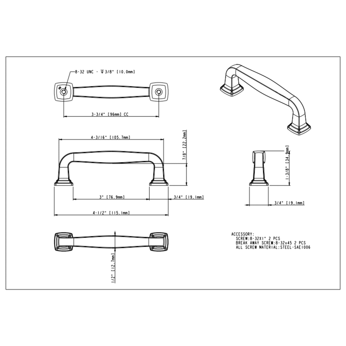 Fontana 96 mm Center-to-Center Bar Pull