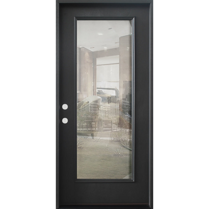 3/0x6/8 Exterior Prehung Fiberglass Clearview Door in Black