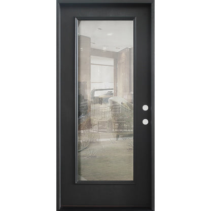 3/0x6/8 Exterior Prehung Fiberglass Clearview Door in Black