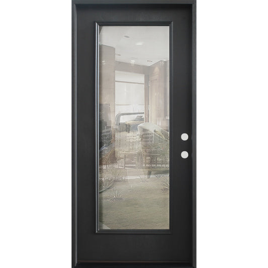 3/0x6/8 Exterior Prehung Fiberglass Clearview Door in Black