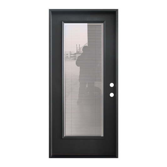 3/0x6/8 Exterior Prehung Fiberglass Door with Mini Blinds in Black