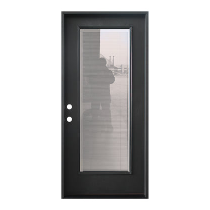 3/0x6/8 Exterior Prehung Fiberglass Door with Mini Blinds in Black