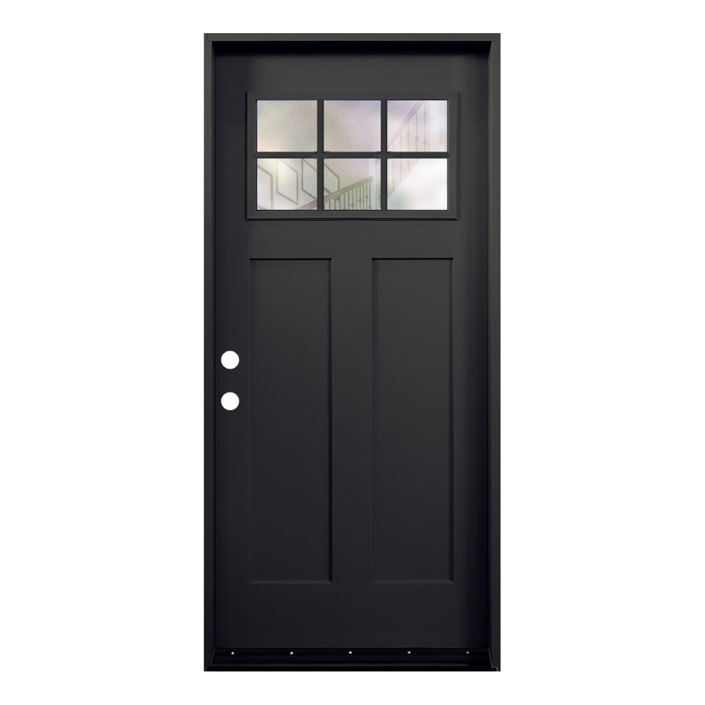 3/0x6/8 Fiberglass Door with 6 Lites and 2 panels in Black
