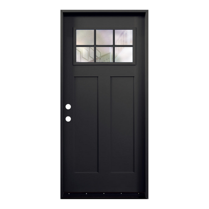 3/0x6/8 Fiberglass Door with 6 Lites and 2 panels in Black