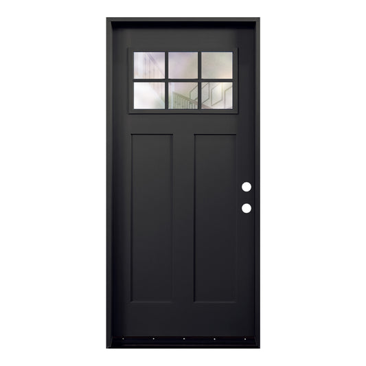 3/0x6/8 Fiberglass Door with 6 Lites and 2 panels in Black