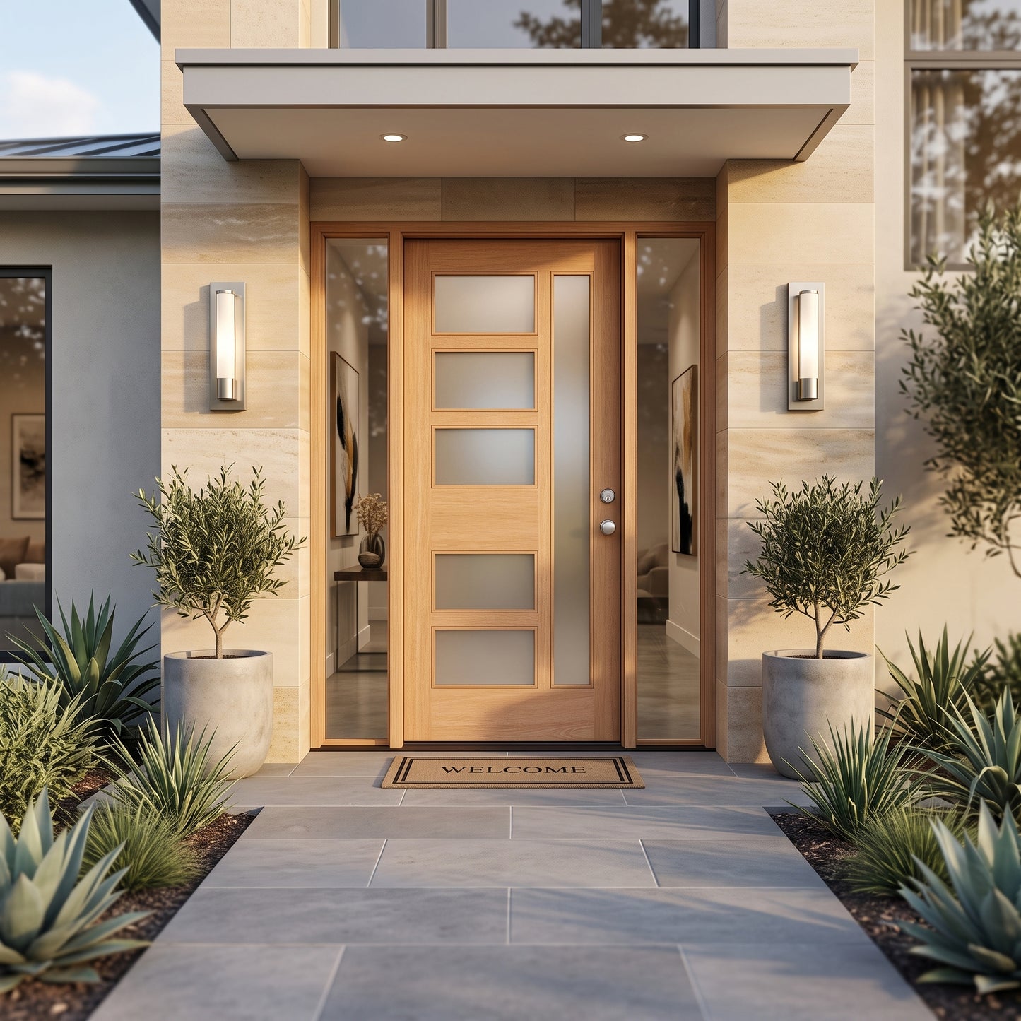 3/0x6/8 Mahogany Front Door with 6 Lite Frosted Glass