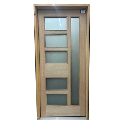 3/0x6/8 Mahogany Front Door with 6 Lite Frosted Glass
