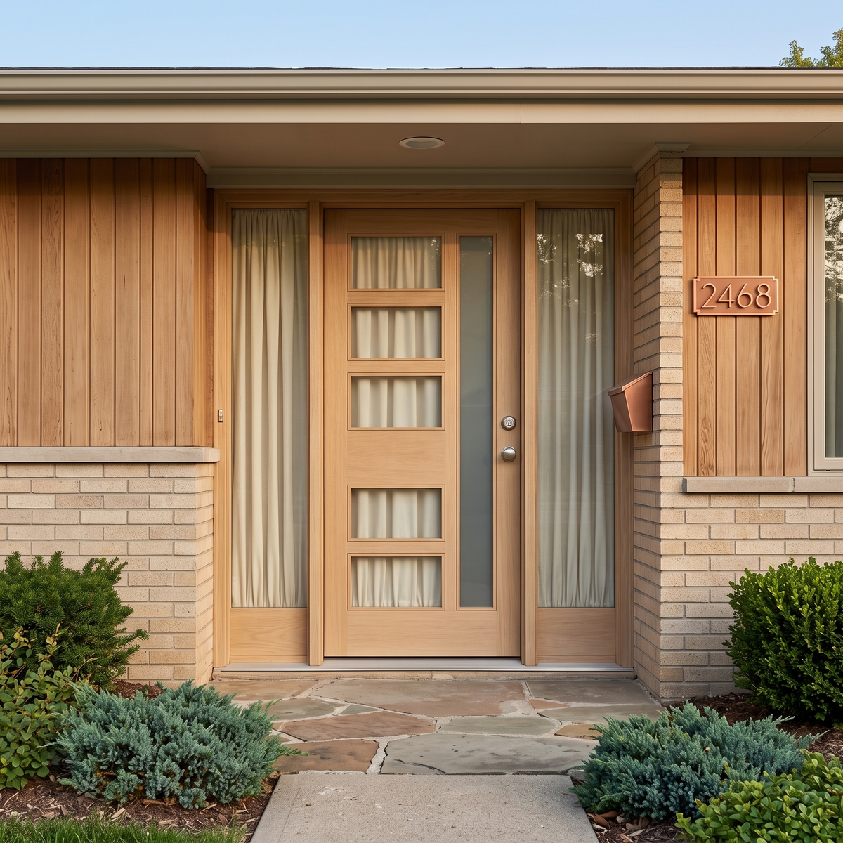 3/0x6/8 Mahogany Front Door with 6 Lite Frosted Glass