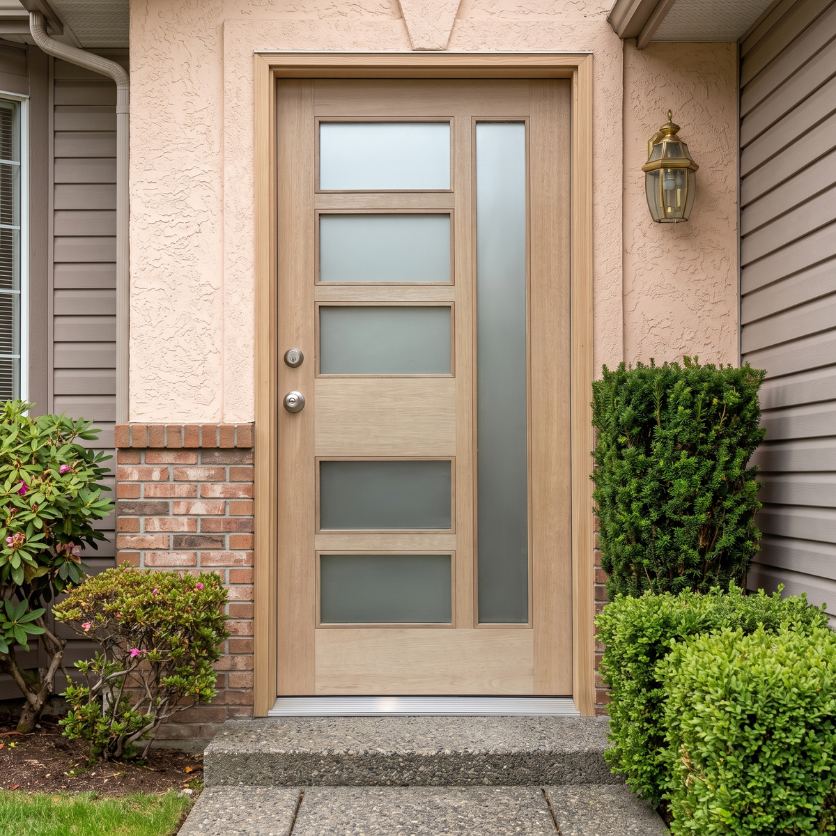 3/0x6/8 Mahogany Front Door with 6 Lite Frosted Glass