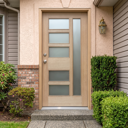 3/0x6/8 Mahogany Front Door with 6 Lite Frosted Glass