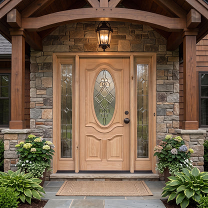 3/0x6/8 Mahogany Front Door with Oval Leaded Glass
