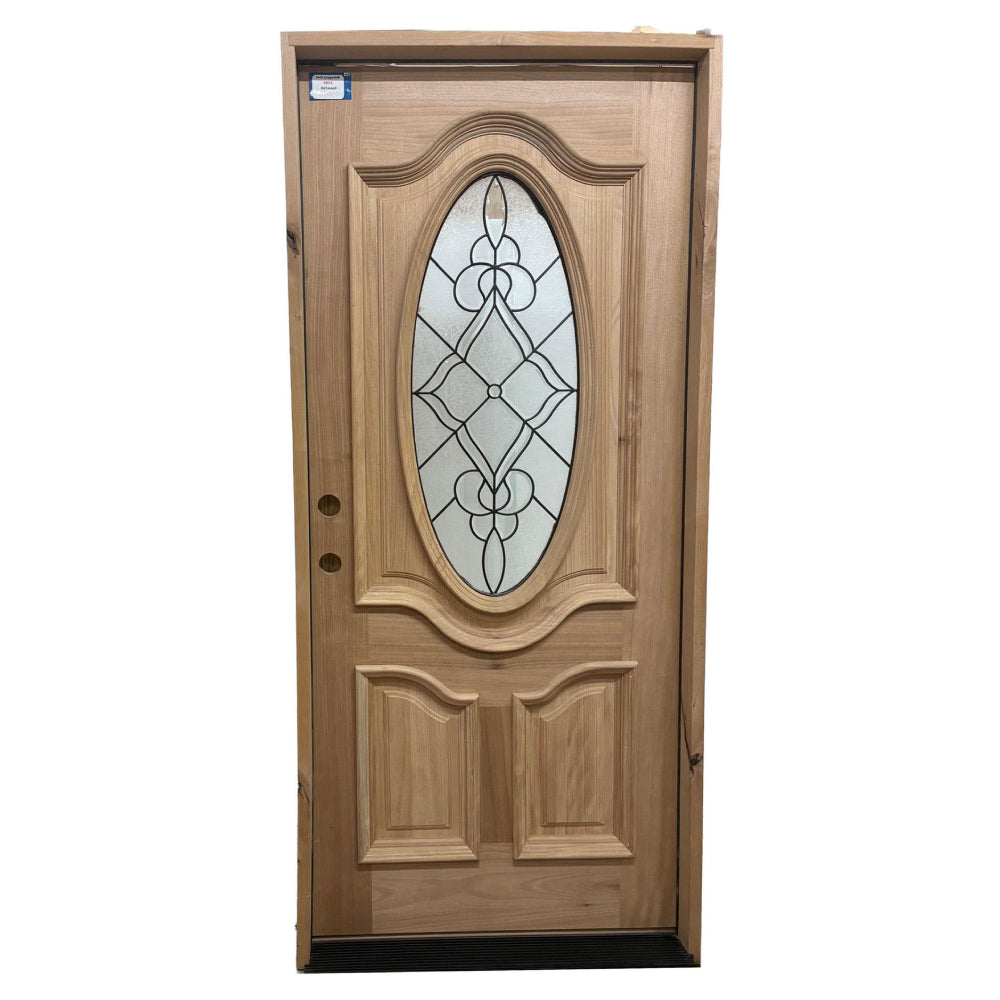 3/0x6/8 Mahogany Front Door with Oval Leaded Glass