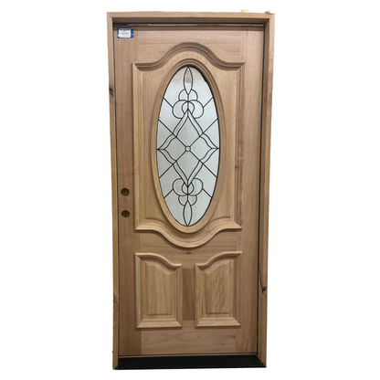 3/0x6/8 Mahogany Front Door with Oval Leaded Glass