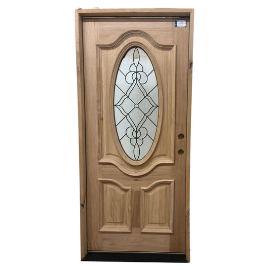 3/0x6/8 Mahogany Front Door with Oval Leaded Glass