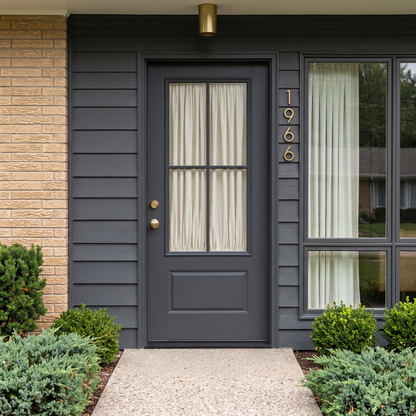 3/0x6/8 Single Prehung Fiberglass Door with 4 Lites in Black