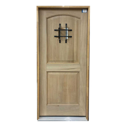 3/0x6/8 Teak 2 Panel Arched Front Door with Speakeasy