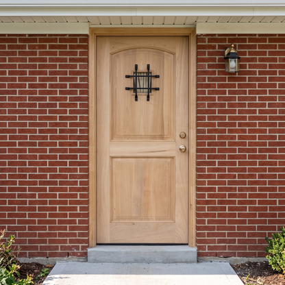 3/0x6/8 Teak 2 Panel Arched Front Door with Speakeasy