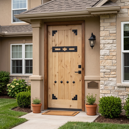 3/0x6/8 Western Knotty Alder Front Door with Clavos