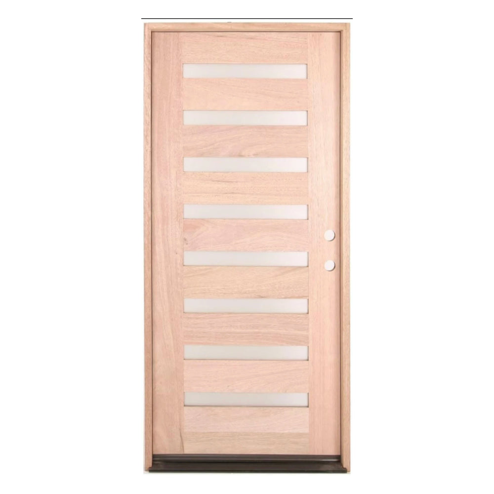 3/0x6/8 Mahogany Prehung Front Door With 8 Lites