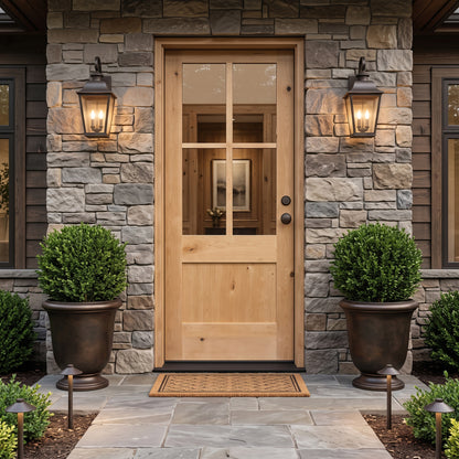 3/0x8/0 Knotty Alder 3/4 4 Lite Exterior Prehung Door