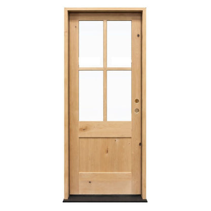 3/0x8/0 Knotty Alder 3/4 4 Lite Exterior Prehung Door