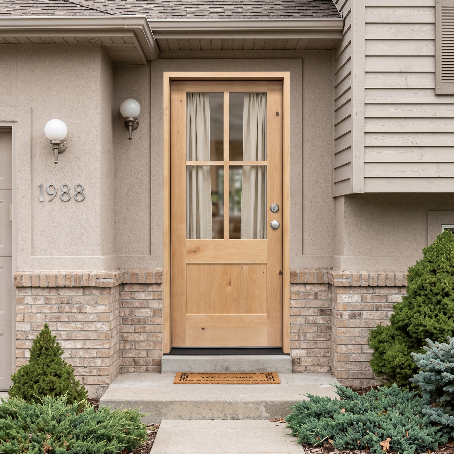 3/0x8/0 Knotty Alder 3/4 4 Lite Exterior Prehung Door