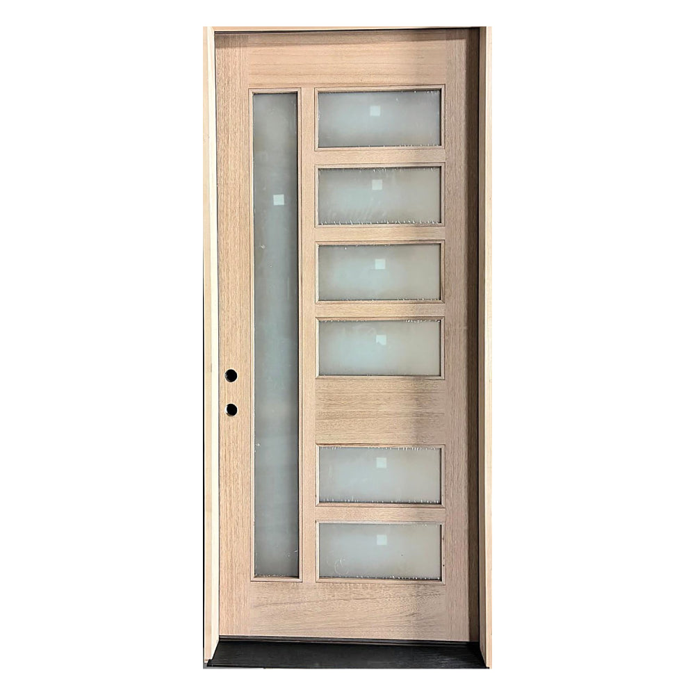 3/0x8/0 Mahogany Front Door with 6 Lite Frosted Glass