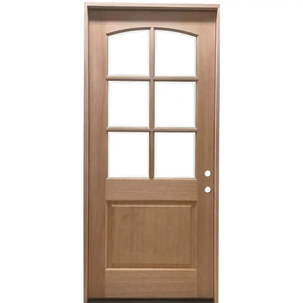 3/6x8/0 Mahogany Front Door with Arched 6 Lite
