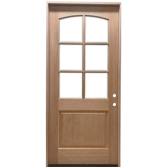 3/6x8/0 Mahogany Front Door with Arched 6 Lite