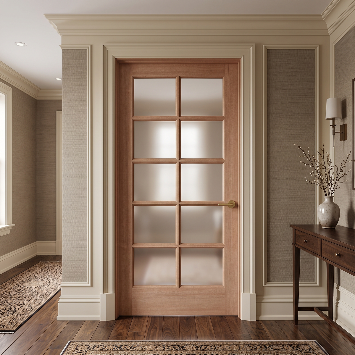 3ft. x 6 ft. 8 in. Interior Unfinished Pre-Hung Mahogany 10 Lite Door Slab