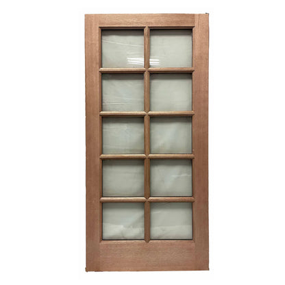 3ft. x 6 ft. 8 in. Interior Unfinished Pre-Hung Mahogany 10 Lite Door Slab