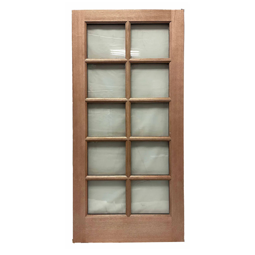 3ft. x 6 ft. 8 in. Interior Unfinished Pre-Hung Mahogany 10 Lite Door Slab
