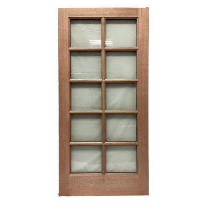 3ft. x 6 ft. 8 in. Interior Unfinished Pre-Hung Mahogany 10 Lite Door Slab