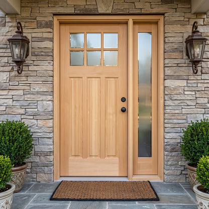 4/5 x 6/8 6 Lite Hemlock Front Door With One Sidelite