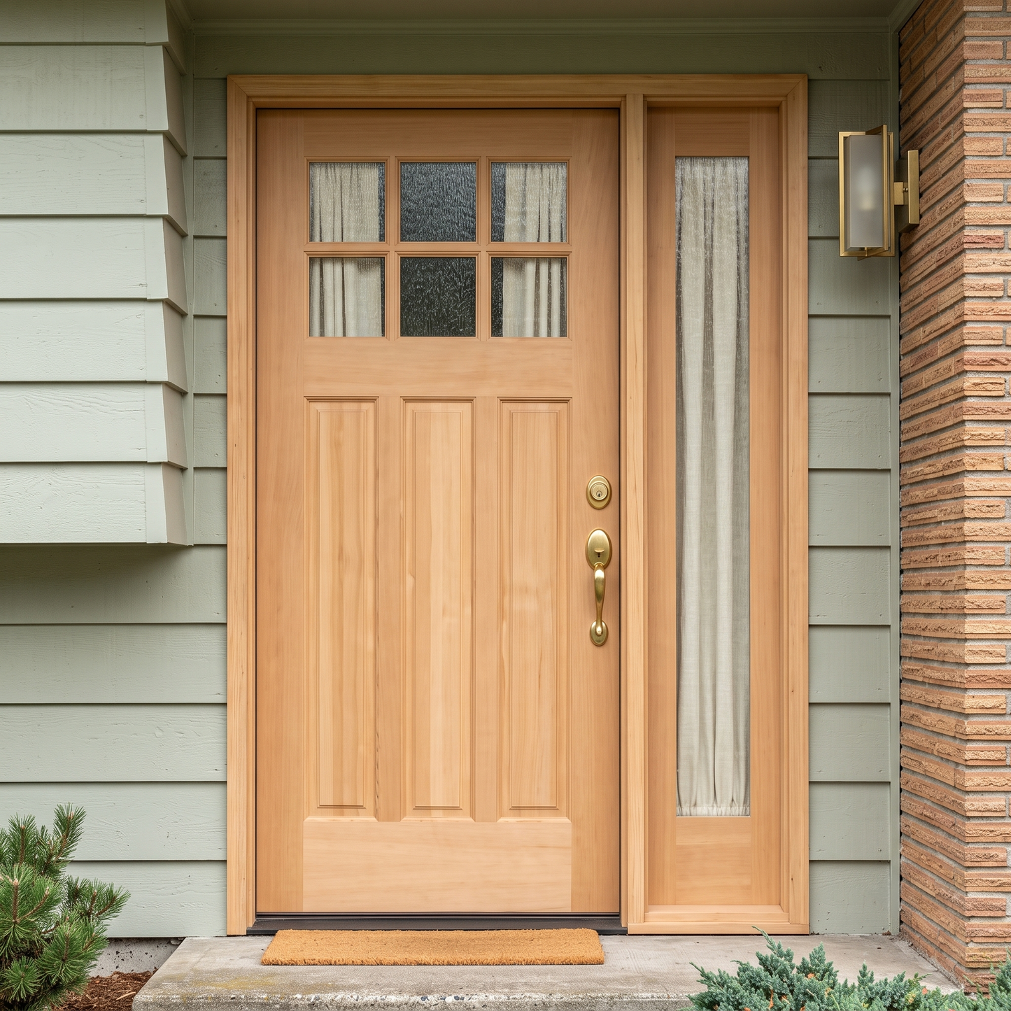 4/5 x 6/8 6 Lite Hemlock Front Door With One Sidelite