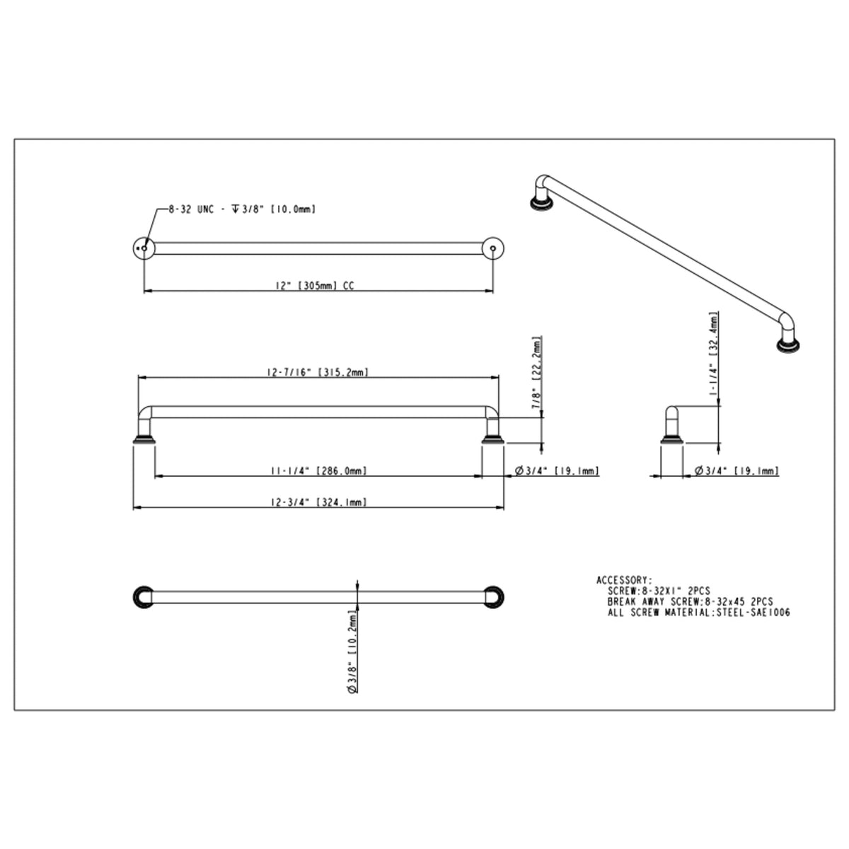 Davis 305 mm Center-to-Center Bar Pull