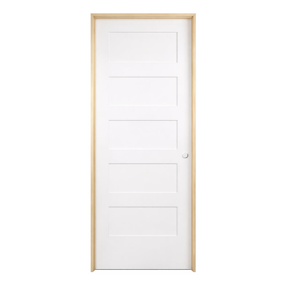 5-Panel Shaker Solid Core Primed MDF Prehung Interior Door