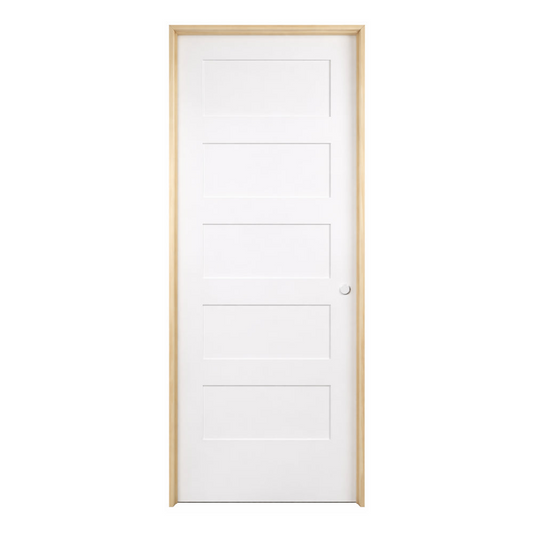 5-Panel Shaker Solid Core Primed MDF Prehung Interior Door